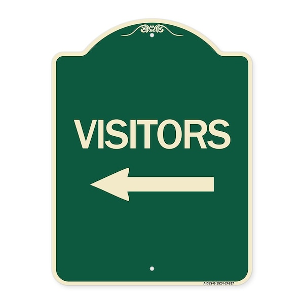 Visitors with Left Arrow Heavy-Gauge Aluminum Architectural Sign, 24" x 18", G-1824-24617